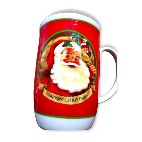 Otagiri Japan Santa Mug Christmas  Gold Rim Merry Christmas Coffee Tea Cup - Picture 6 of 6